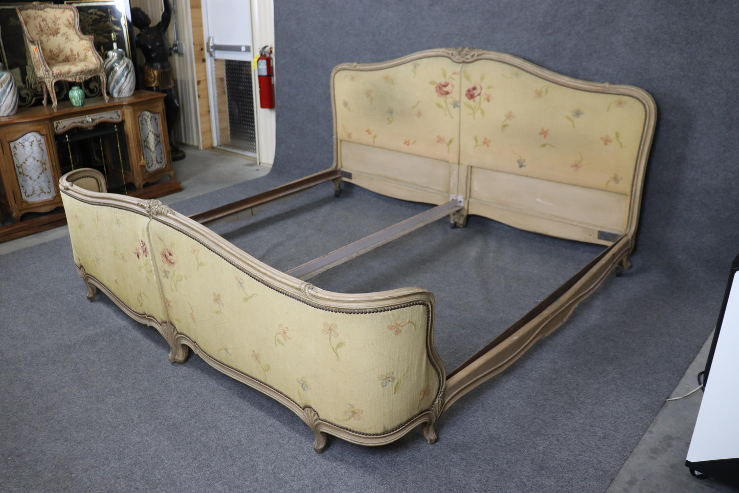 Larger-than-King Size French Folding Antique Carved Louis XV Bed Circa 1920