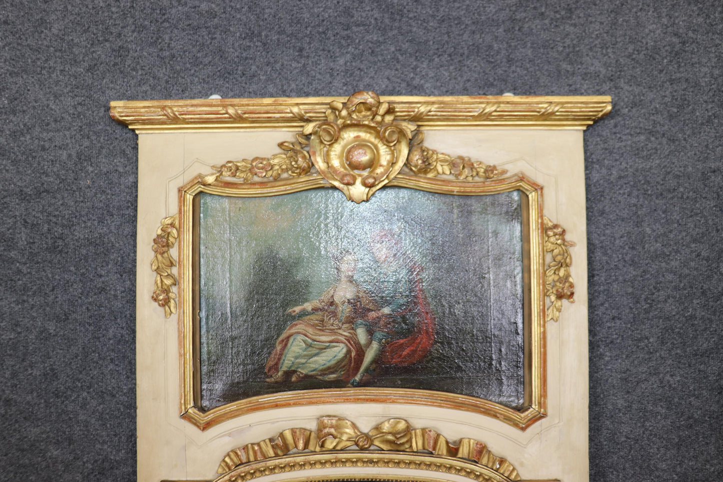 Superb French Louis XV Period 1790s era Trumeau Mirror with Oil Painting