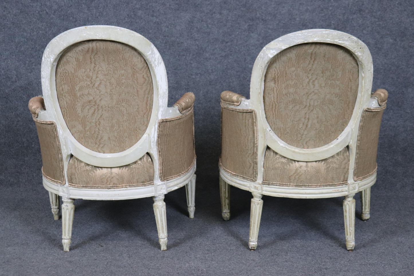 Ultra Rare Pair of Petite Sized Balloon Back French Louis XVI Bergere Chairs