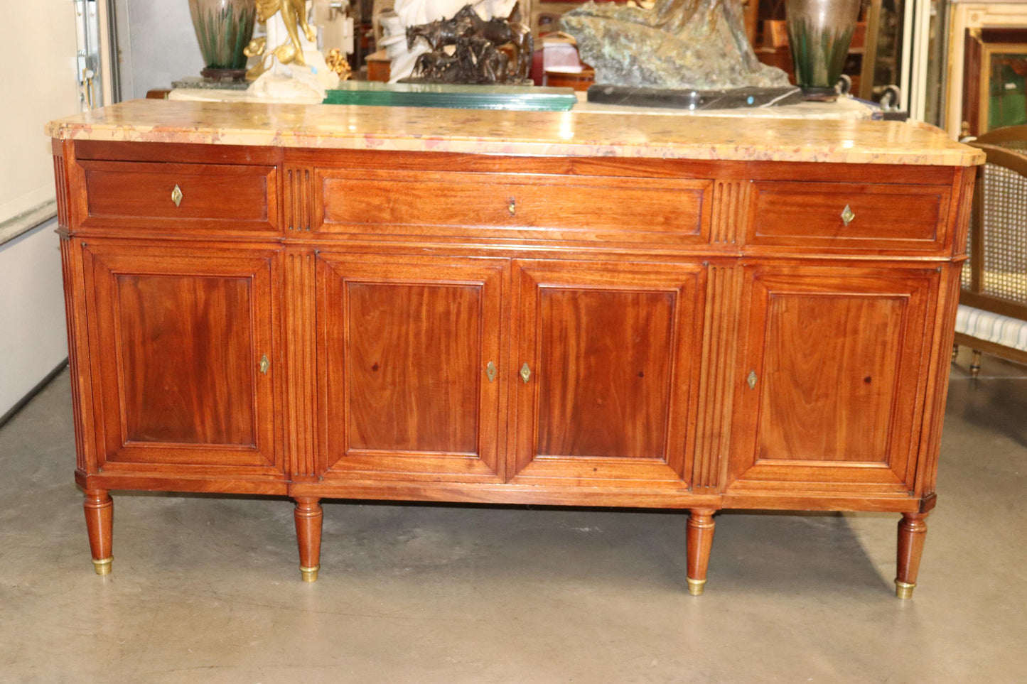 Fine Quality French Directoire Maison Jansen Breche D' Alep Marble Sideboard