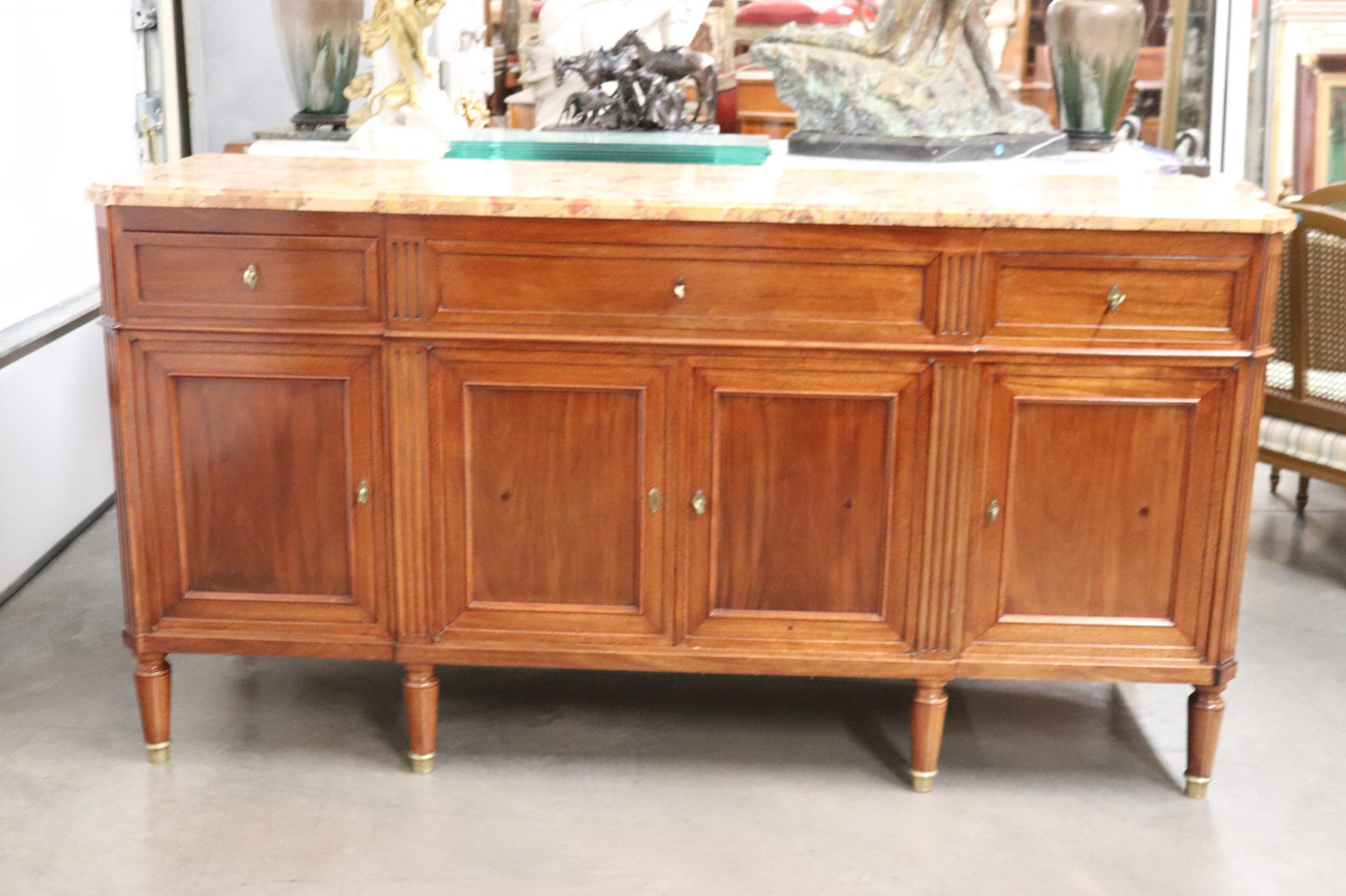 Fine Quality French Directoire Maison Jansen Breche D' Alep Marble Sideboard