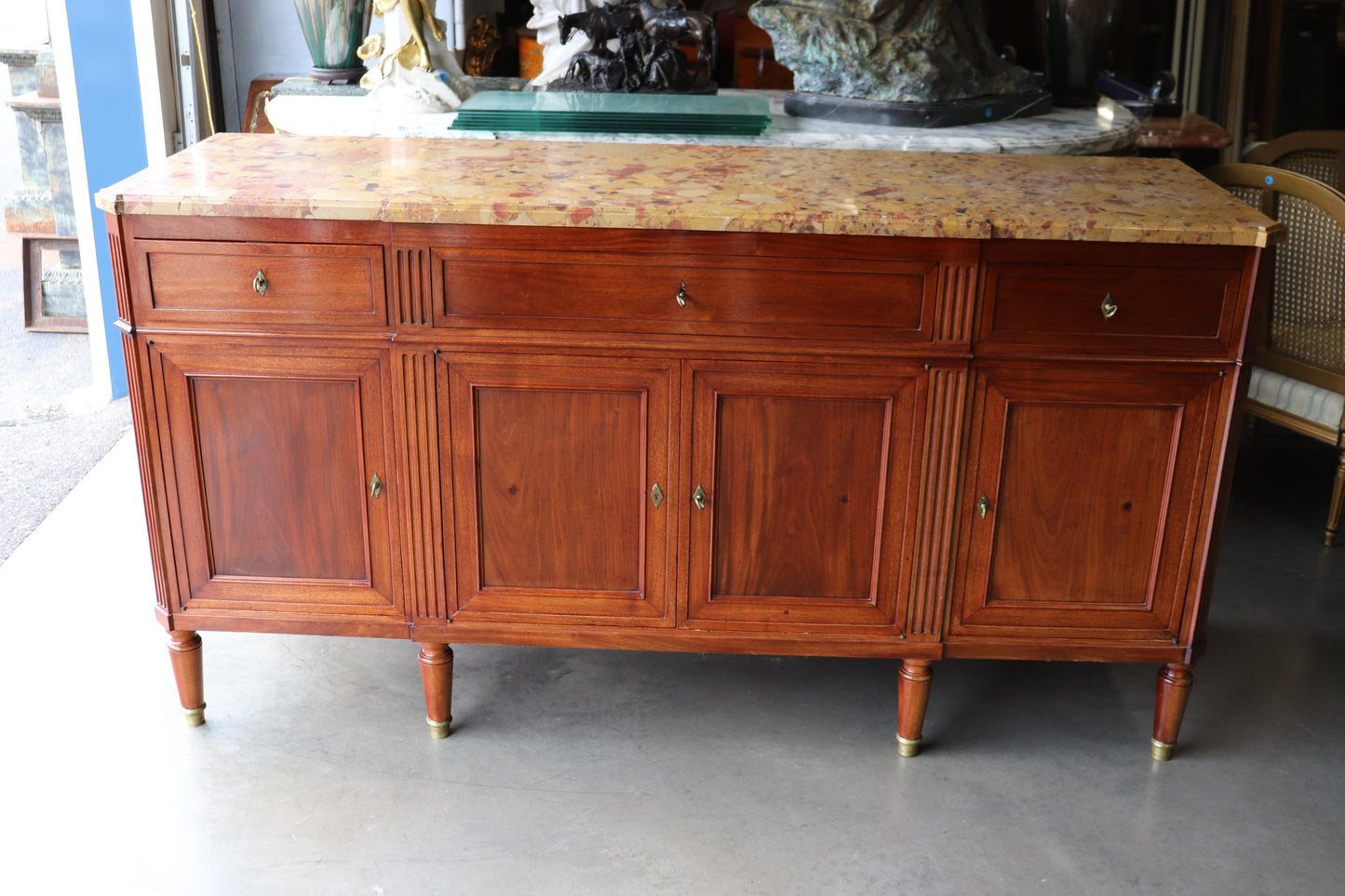 Fine Quality French Directoire Maison Jansen Breche D' Alep Marble Sideboard