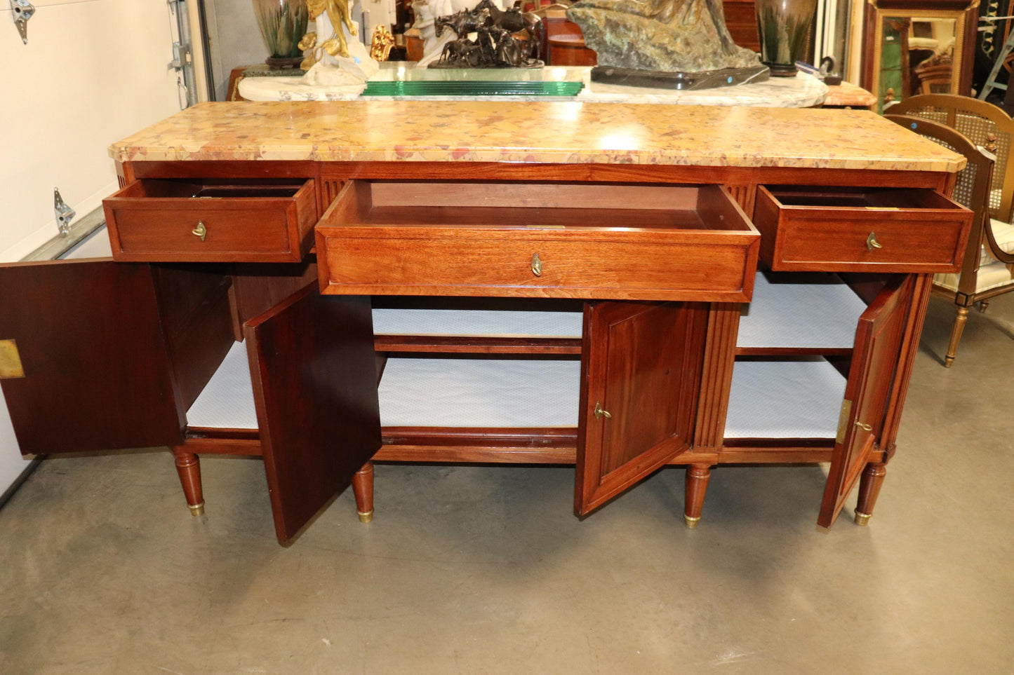 Fine Quality French Directoire Maison Jansen Breche D' Alep Marble Sideboard