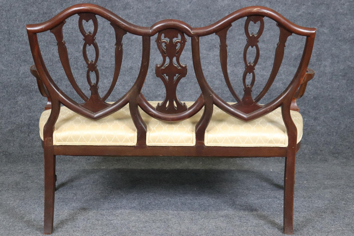 Fantastic Rare English Mahogany Adams Paint Decorated Shieldback Settee