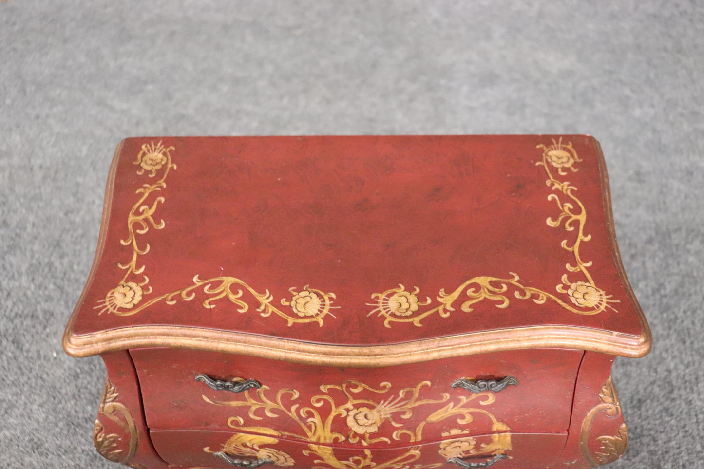 French Louis XV Style Paint Decorated Petite Commode Jewelry Box, Circa 1970