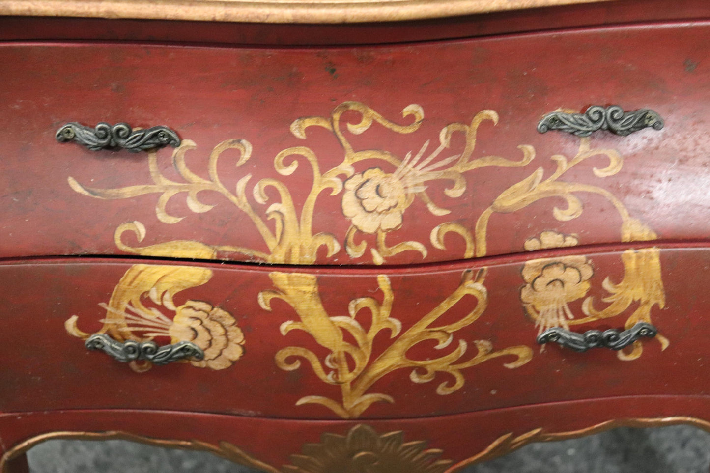 French Louis XV Style Paint Decorated Petite Commode Jewelry Box, Circa 1970