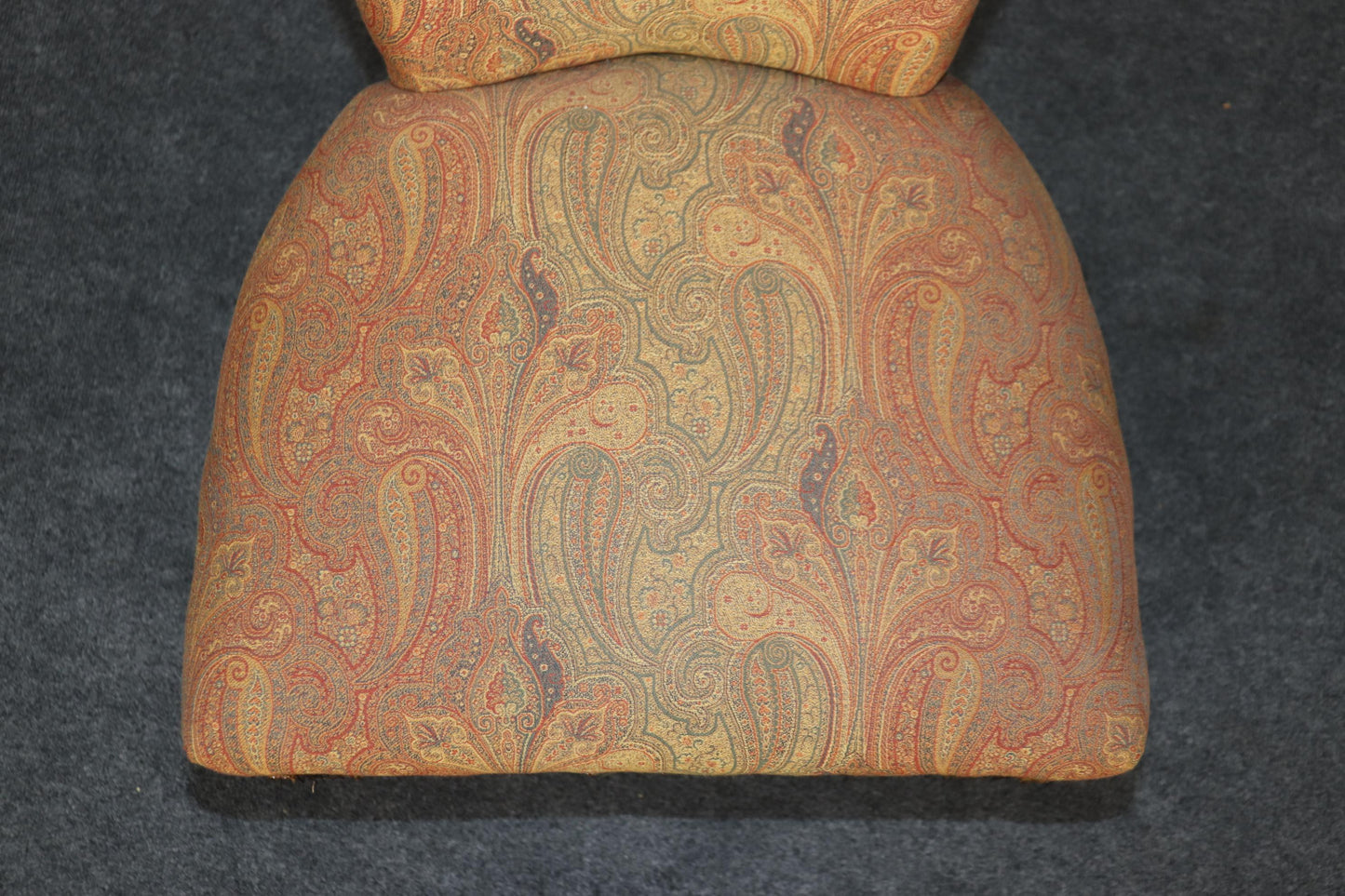 Set of 4 Paisley Upholstered Bronze Handled French Klismos Style Dining Side Cha