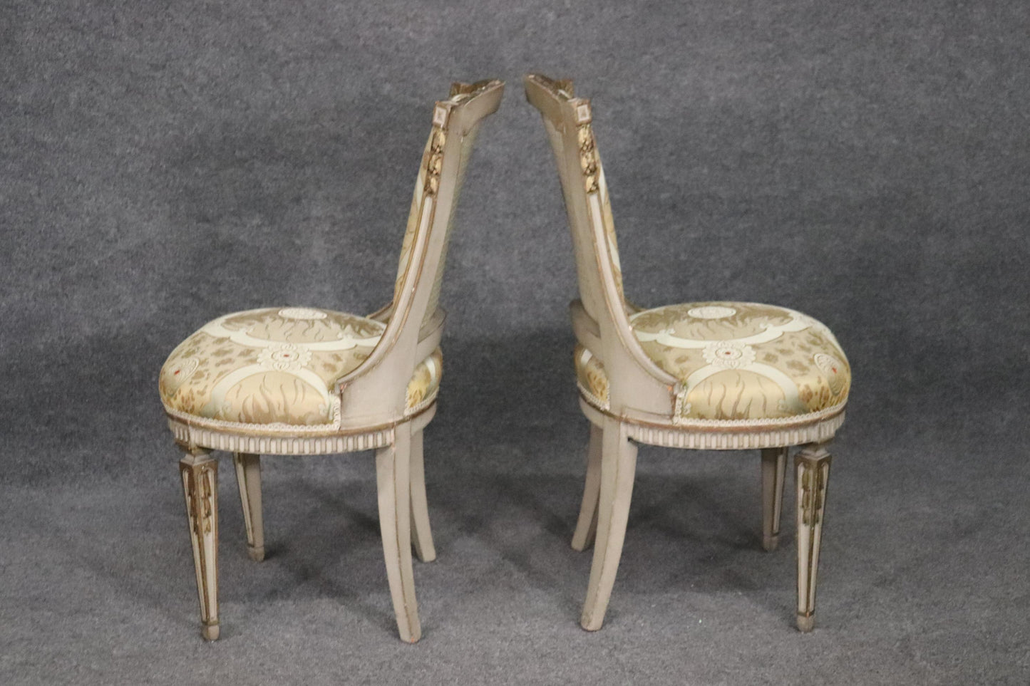 Nice Pair French Louis XVI Paint Decorated Side Chairs, Circa 1920s