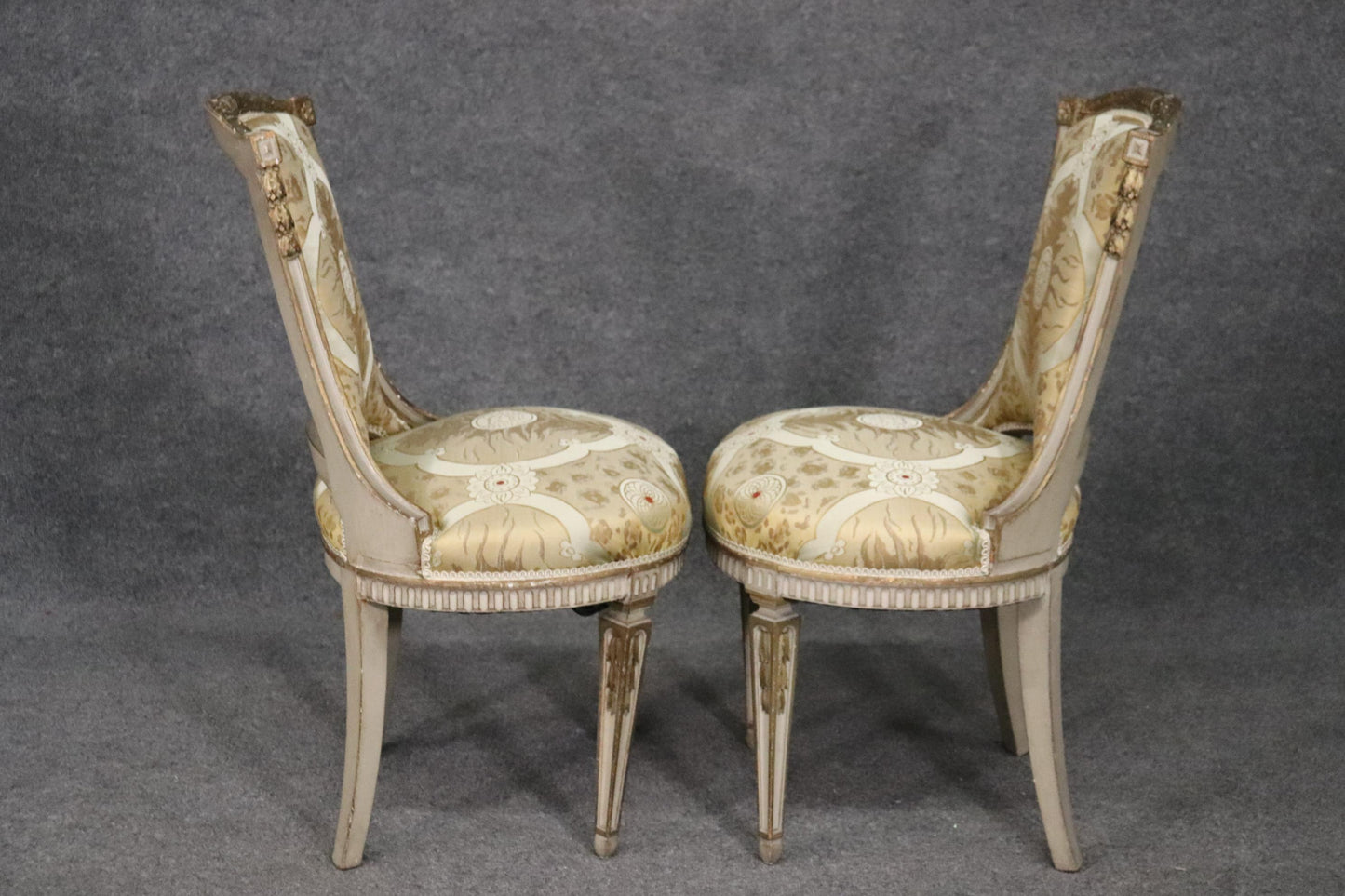 Nice Pair French Louis XVI Paint Decorated Side Chairs, Circa 1920s