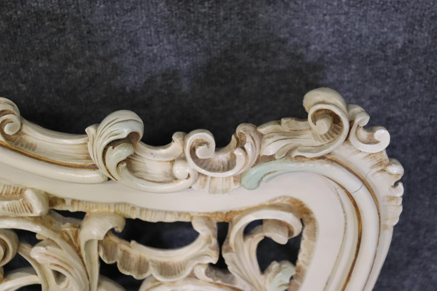 Over-Sized Queen Size Carved Italian Vernis Martin Painted Rococo Bed