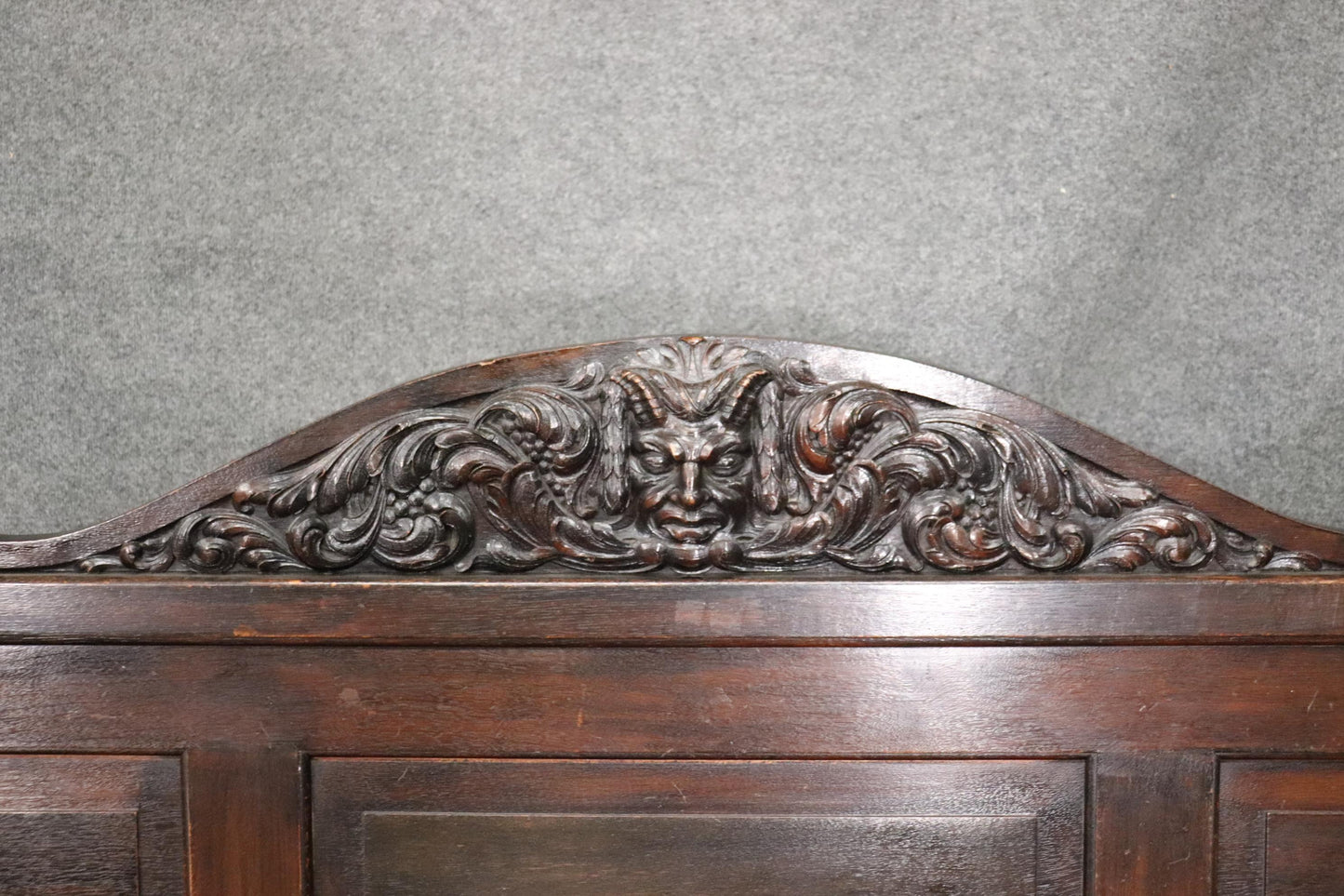 Monumental Carved Walnut Victorian Walnut Griffin Bench with Paw Feet circa 1890