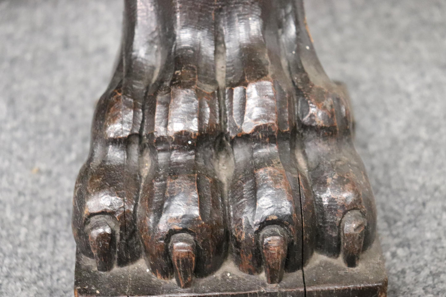 Monumental Carved Walnut Victorian Walnut Griffin Bench with Paw Feet circa 1890