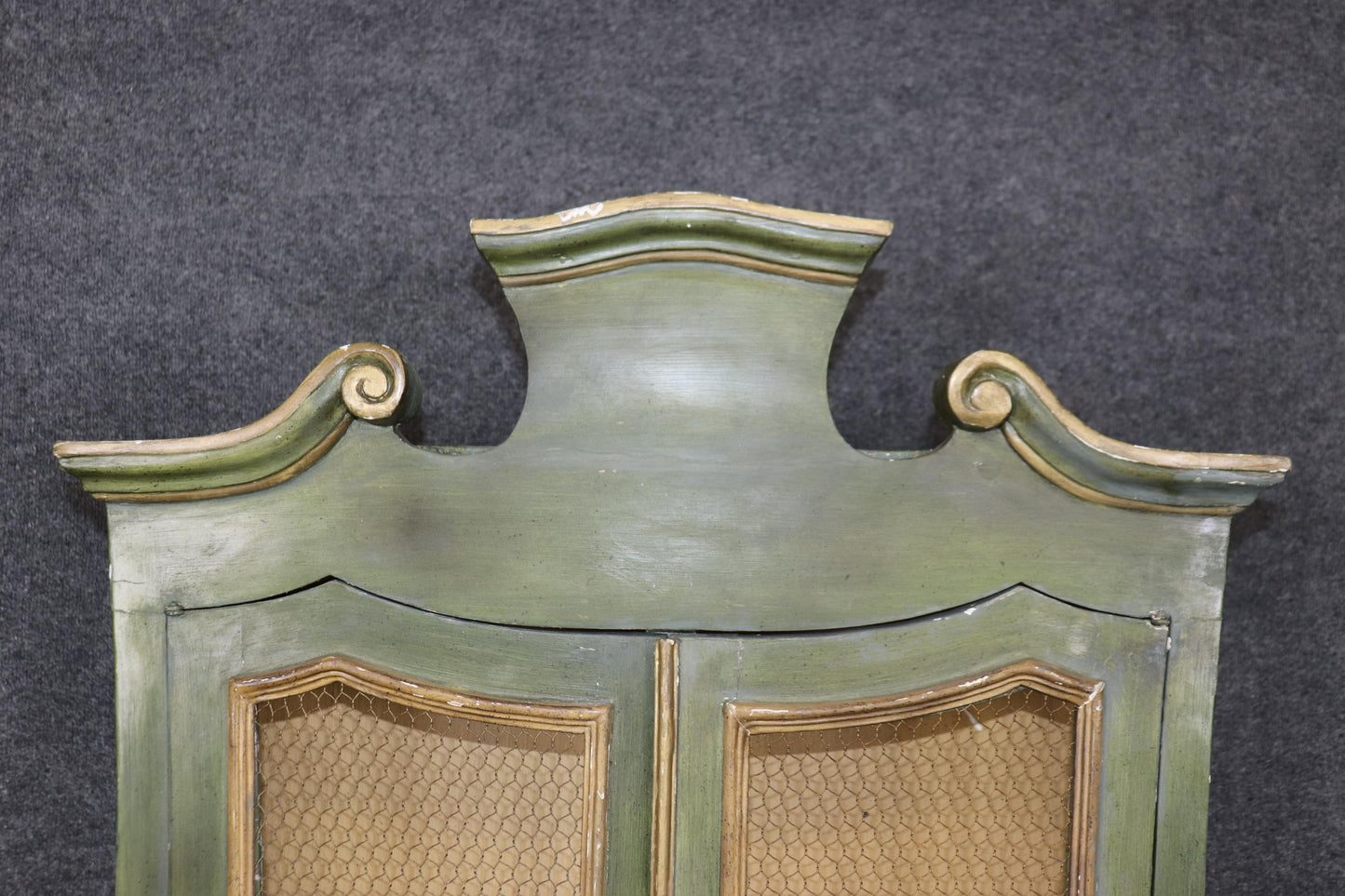 Rare Bright Green Italian Venetian Painted Rococo Secretary Desk Circa 1940