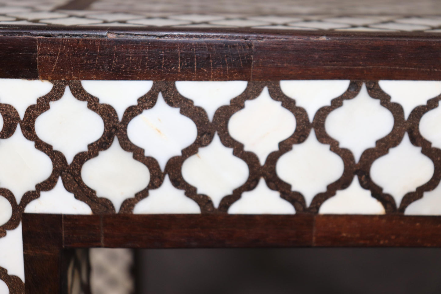 Pair of Moroccan Bone Inlaid Square Shaped End Tables