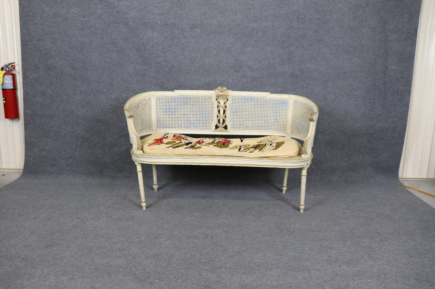 Beautiful Painted French Louis XVI Style Cane Settee