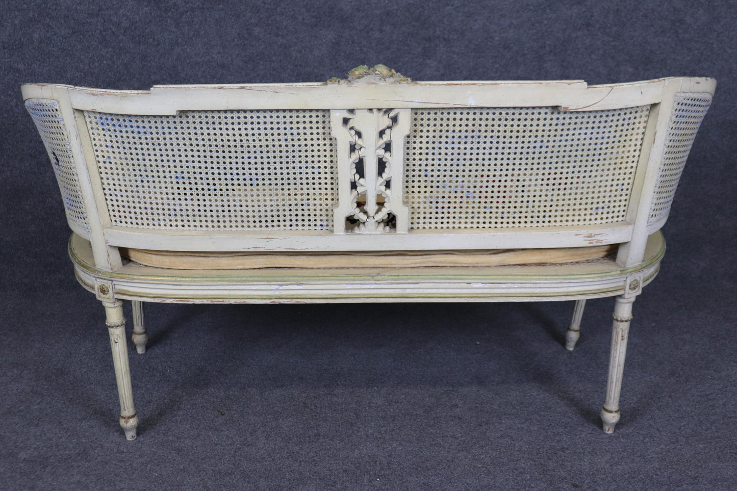 Beautiful Painted French Louis XVI Style Cane Settee