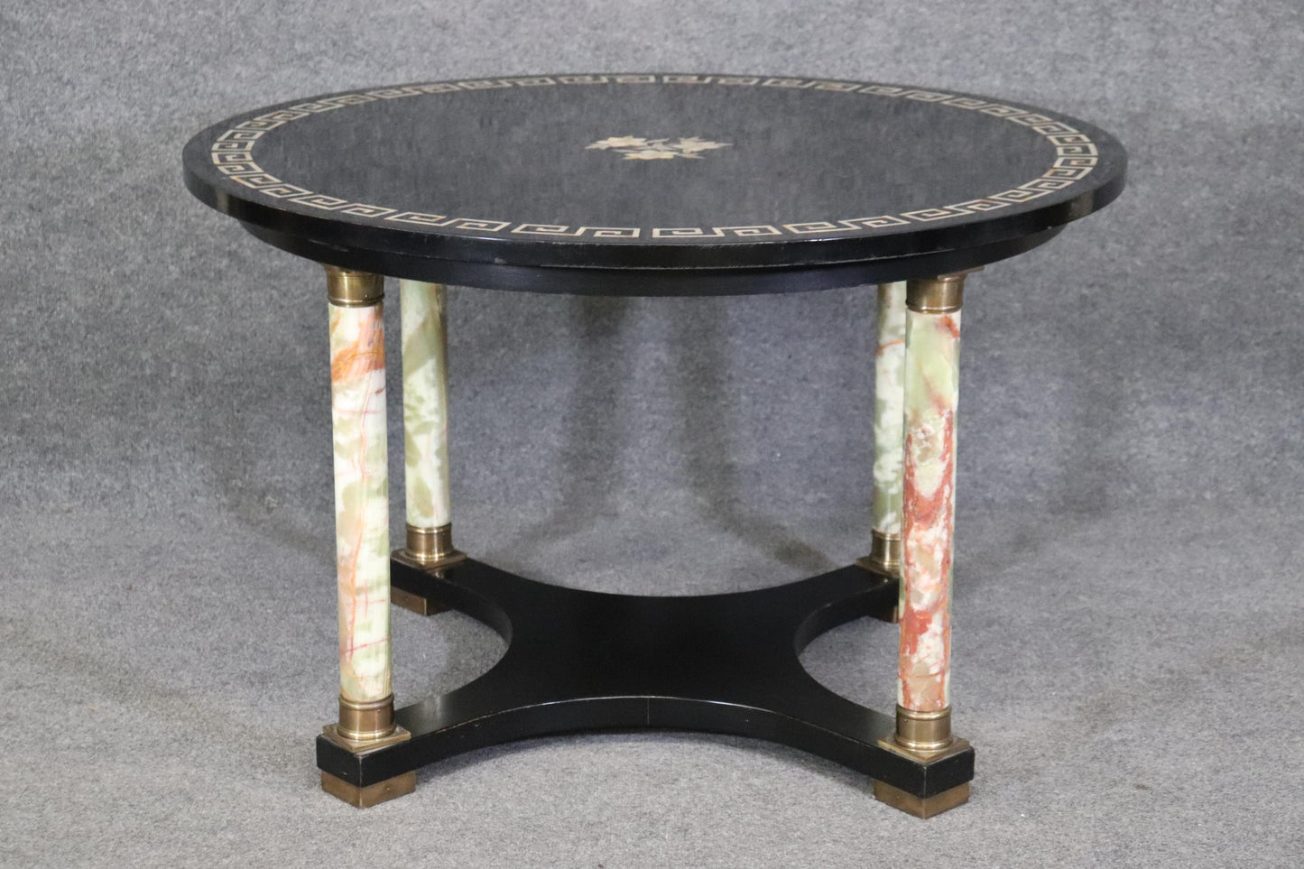 Italian Neoclassical Green Onyx and Mother of Pearl Inlaid Center Table