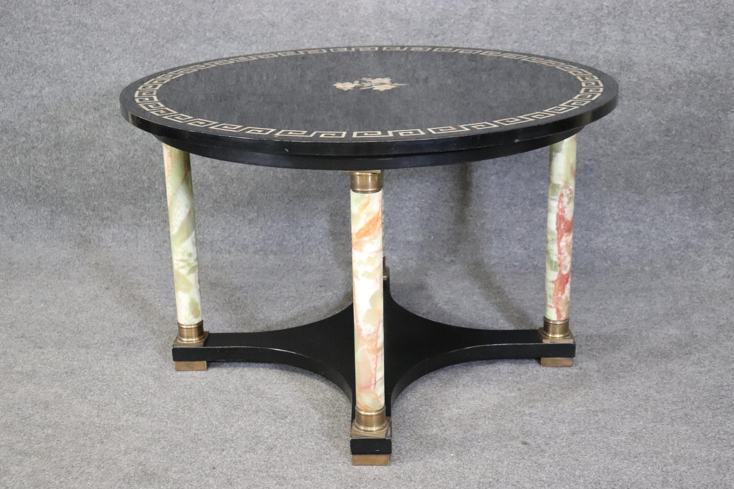 Italian Neoclassical Green Onyx and Mother of Pearl Inlaid Center Table