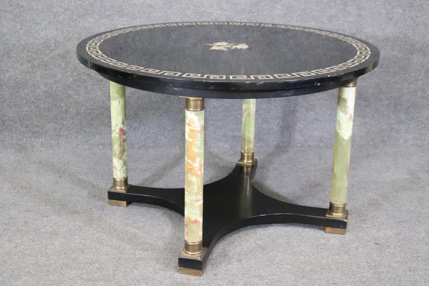 Italian Neoclassical Green Onyx and Mother of Pearl Inlaid Center Table