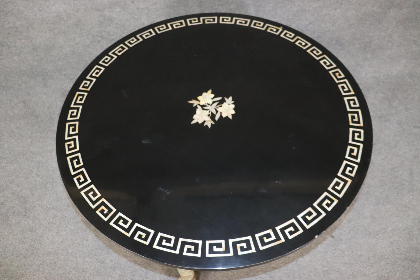 Italian Neoclassical Green Onyx and Mother of Pearl Inlaid Center Table