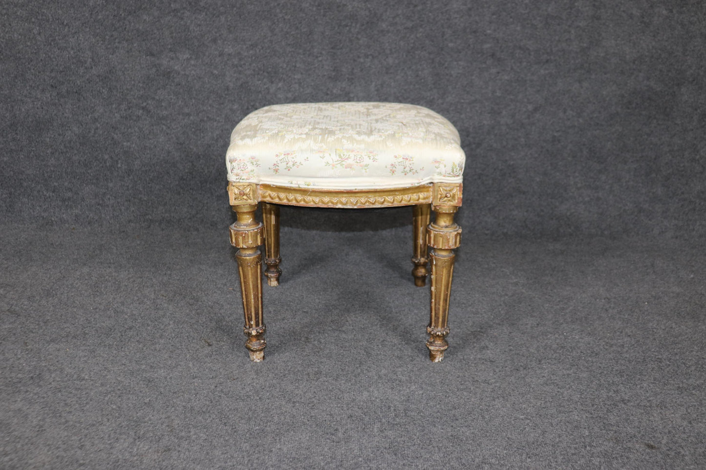 Gorgeous Old Gilded French Louis XVI Foot Stool Circa 1900