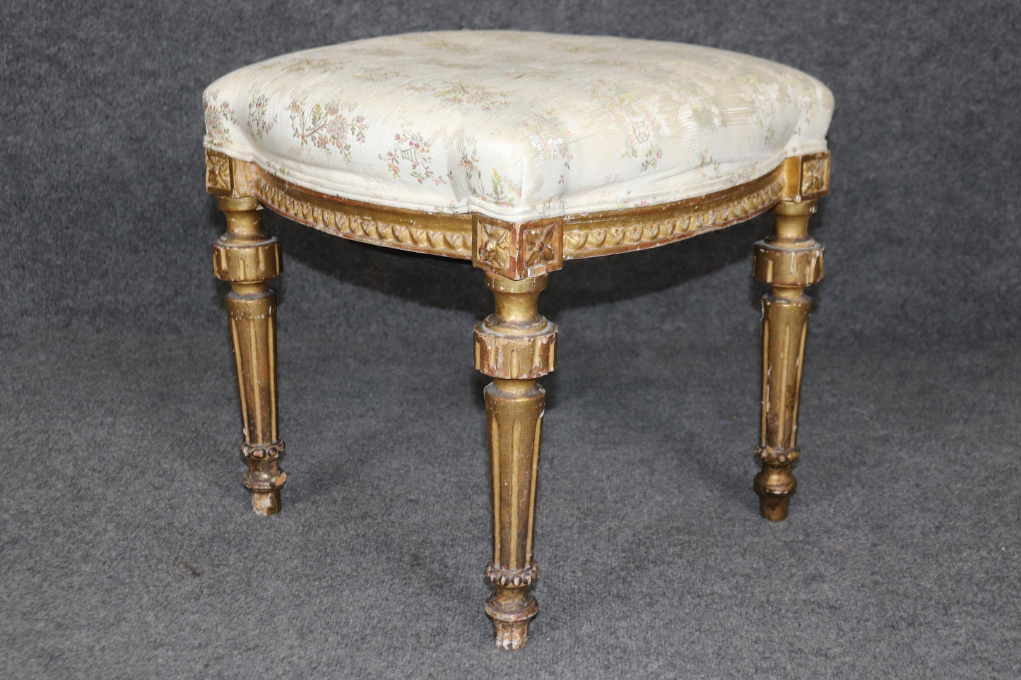 Gorgeous Old Gilded French Louis XVI Foot Stool Circa 1900