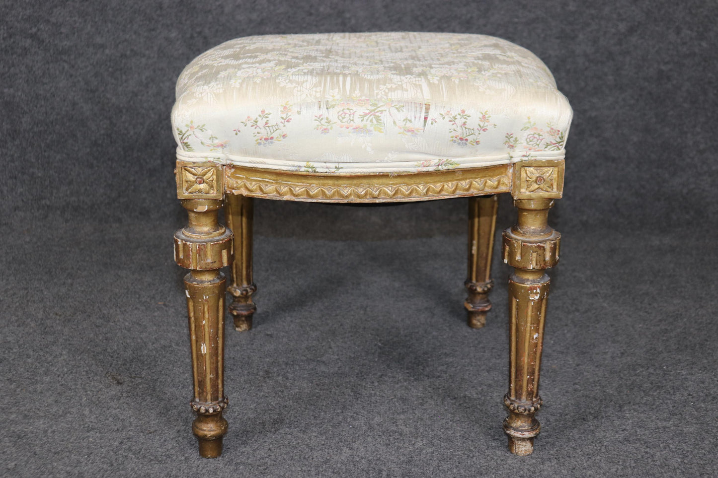 Gorgeous Old Gilded French Louis XVI Foot Stool Circa 1900