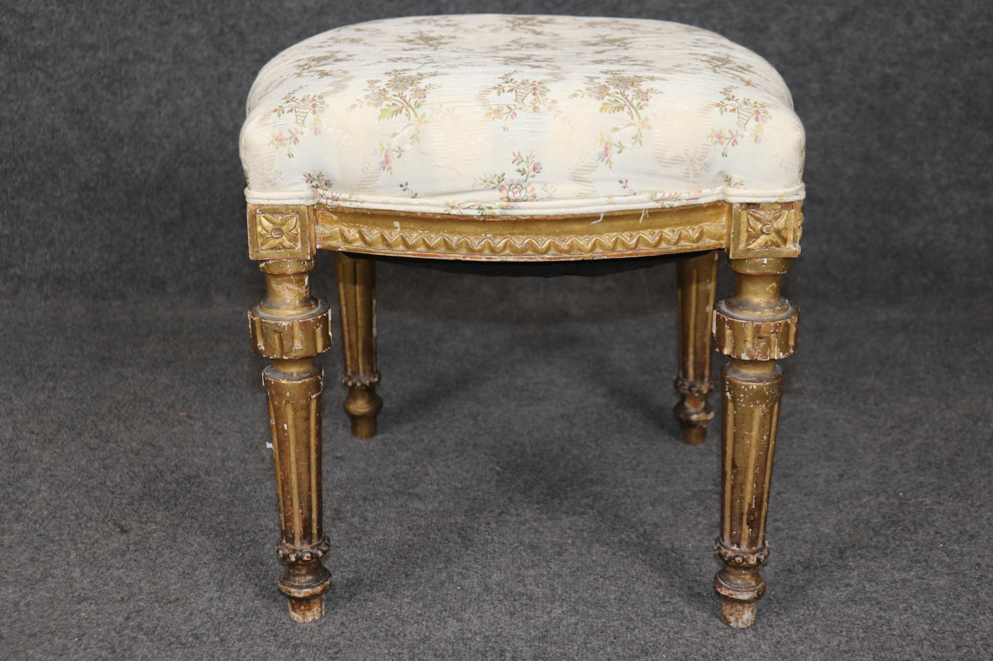 Gorgeous Old Gilded French Louis XVI Foot Stool Circa 1900