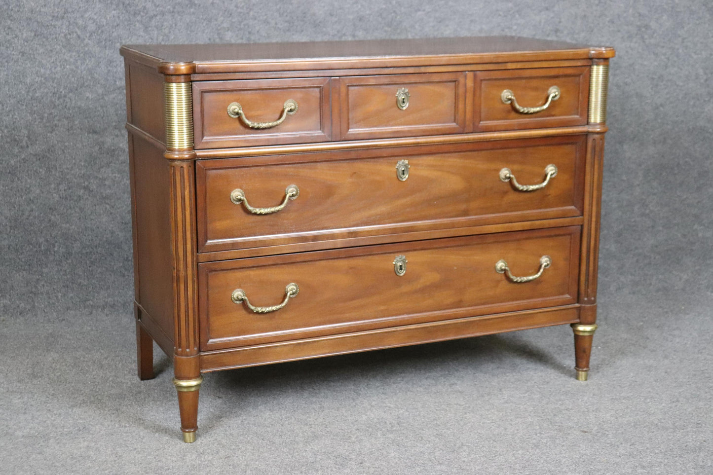 Fantastic Baker Furniture Company Directore Jansen Style Mahogany Brass Commode