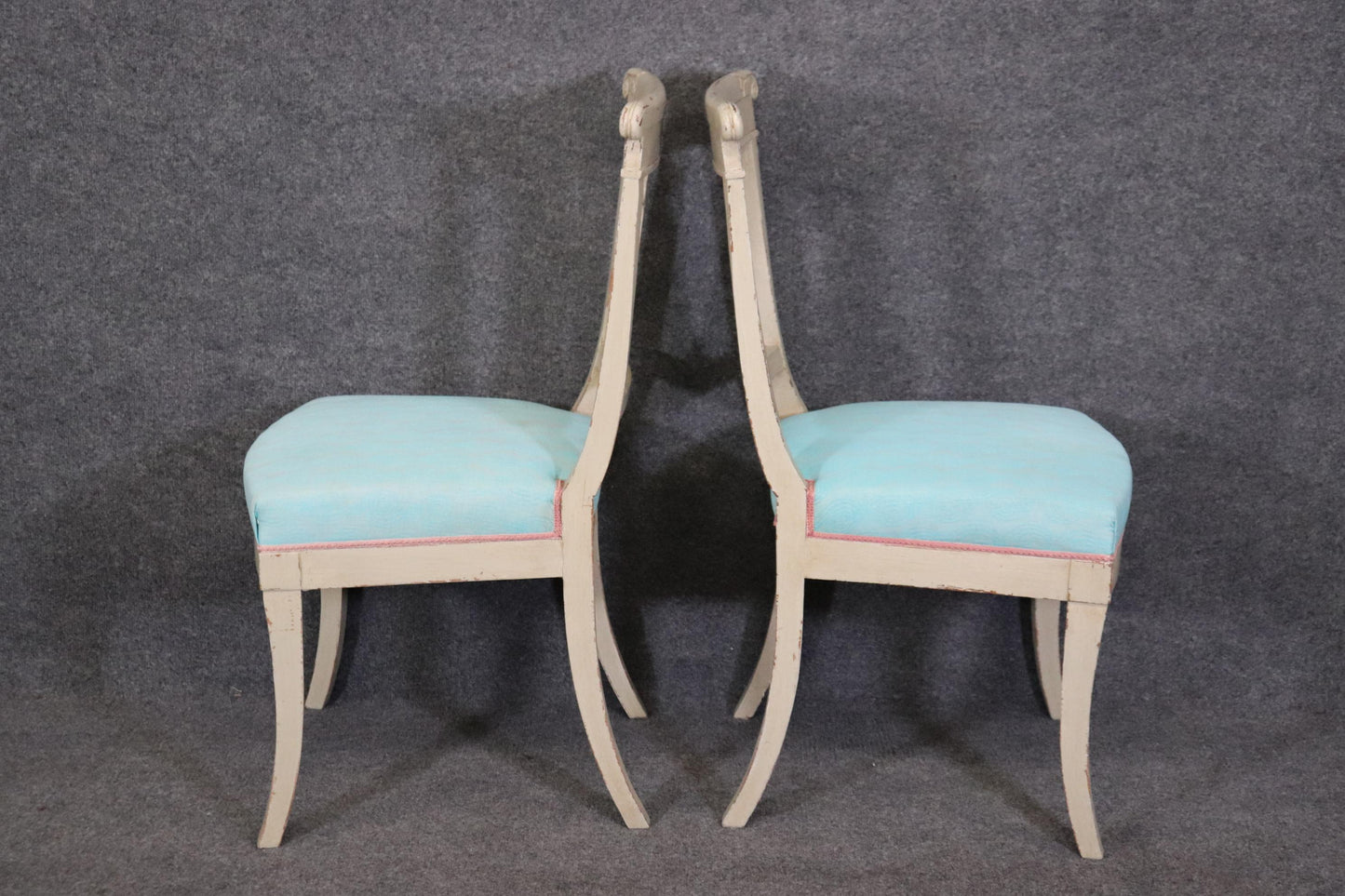 Pair of Gustavian or Swedish Style Gray Painted Side Chairs Circa 1940