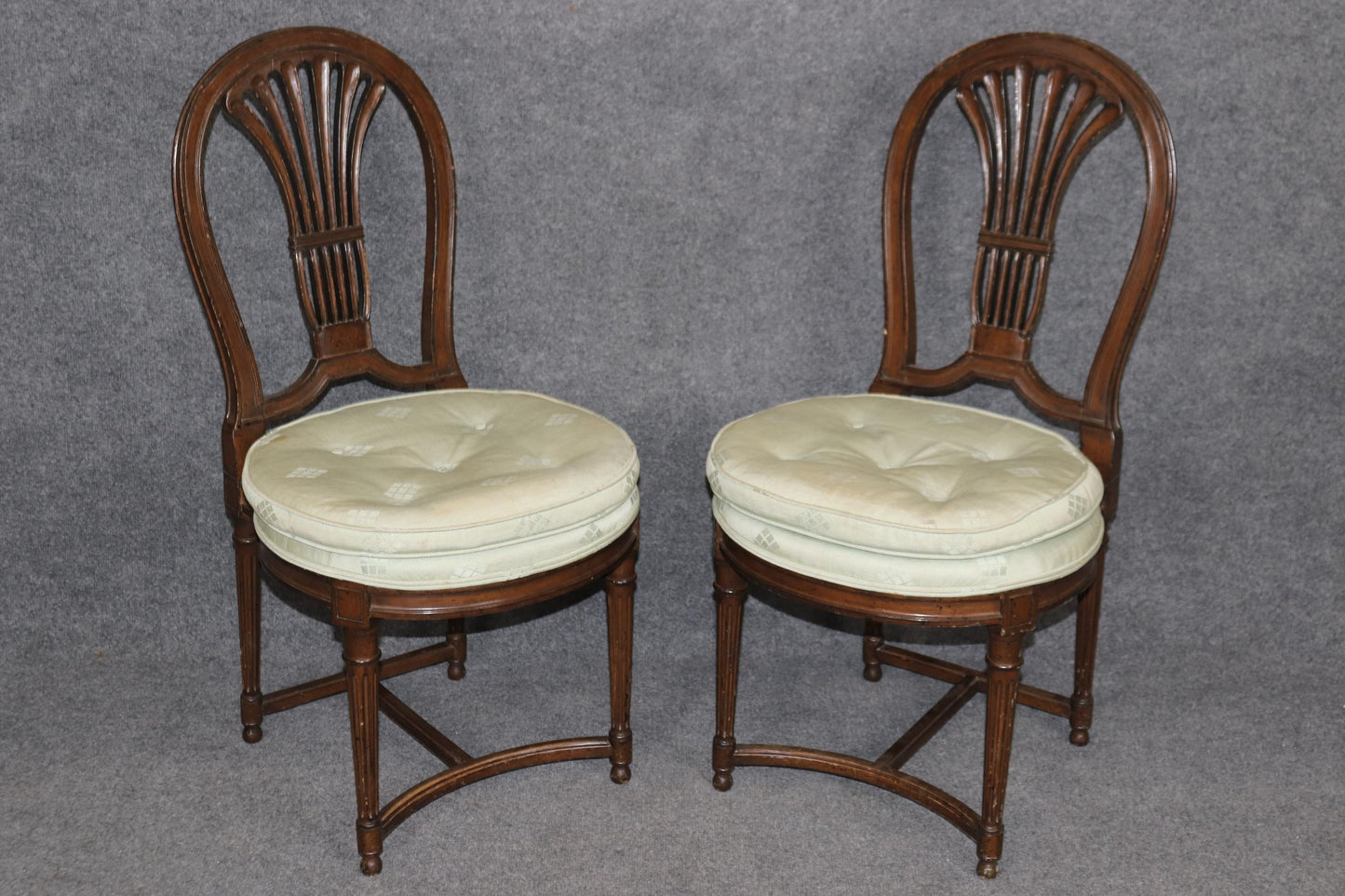 Set of 6 Maison Jansen Attributed Balloon Back Circular Directoire Dining Chairs