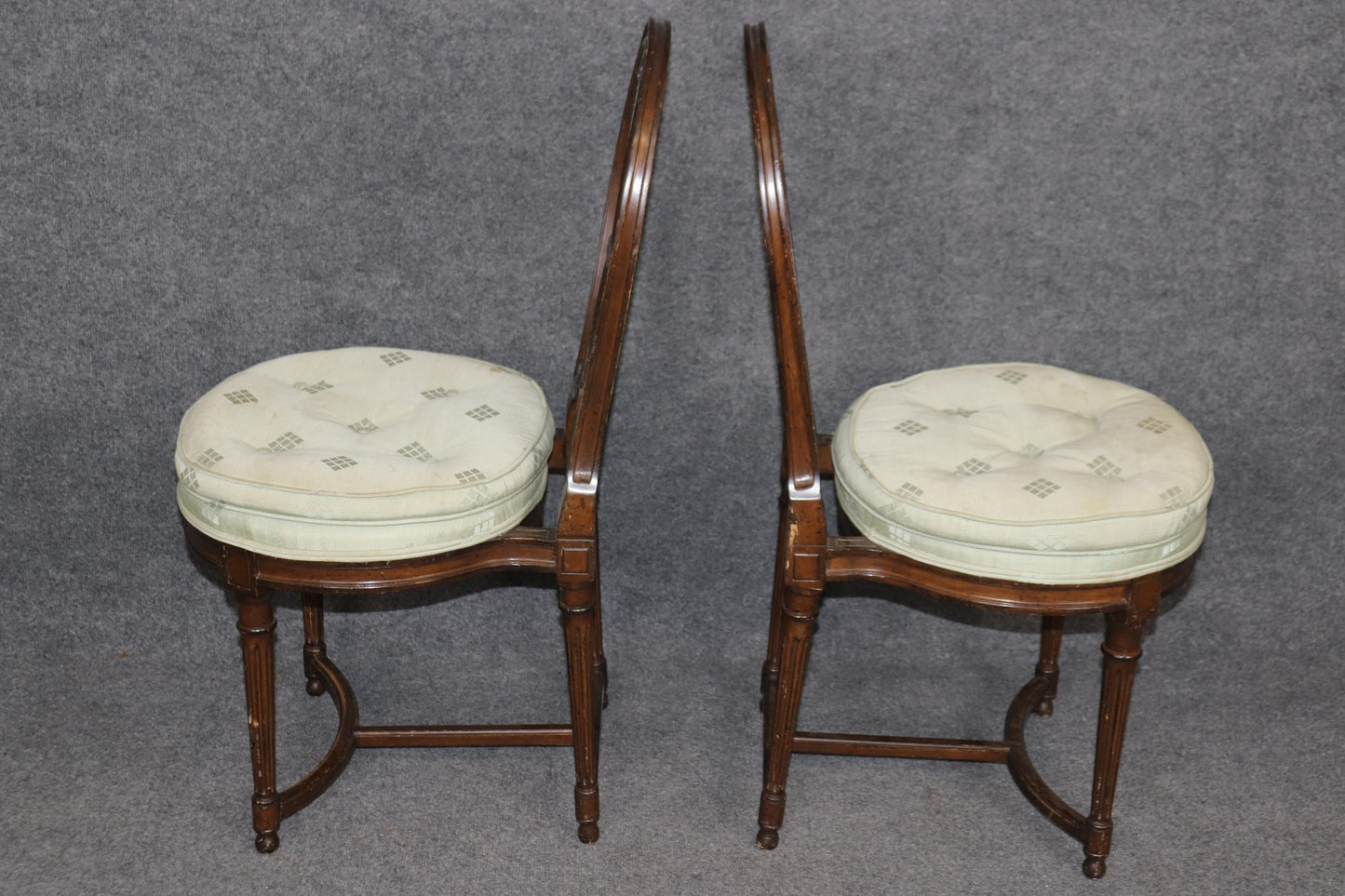 Set of 6 Maison Jansen Attributed Balloon Back Circular Directoire Dining Chairs