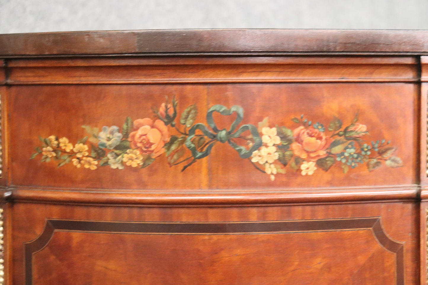 Paint Decorated Satinwood English Adams Style English Commode circa 1900