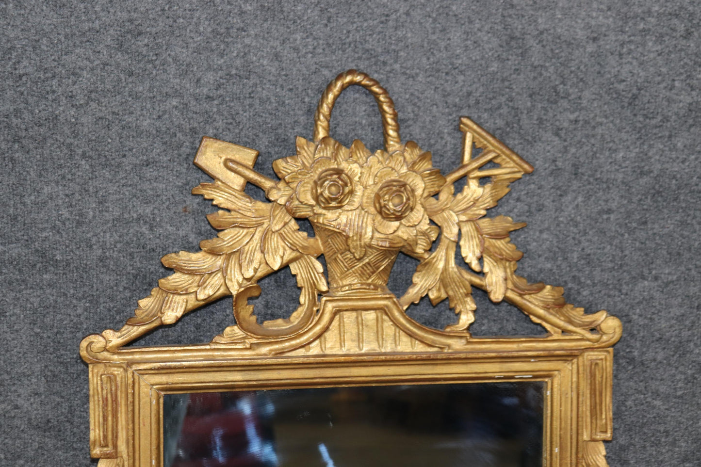 French Louis XV Italian-Made "Harvest" style Mirror with tools of a Farmer