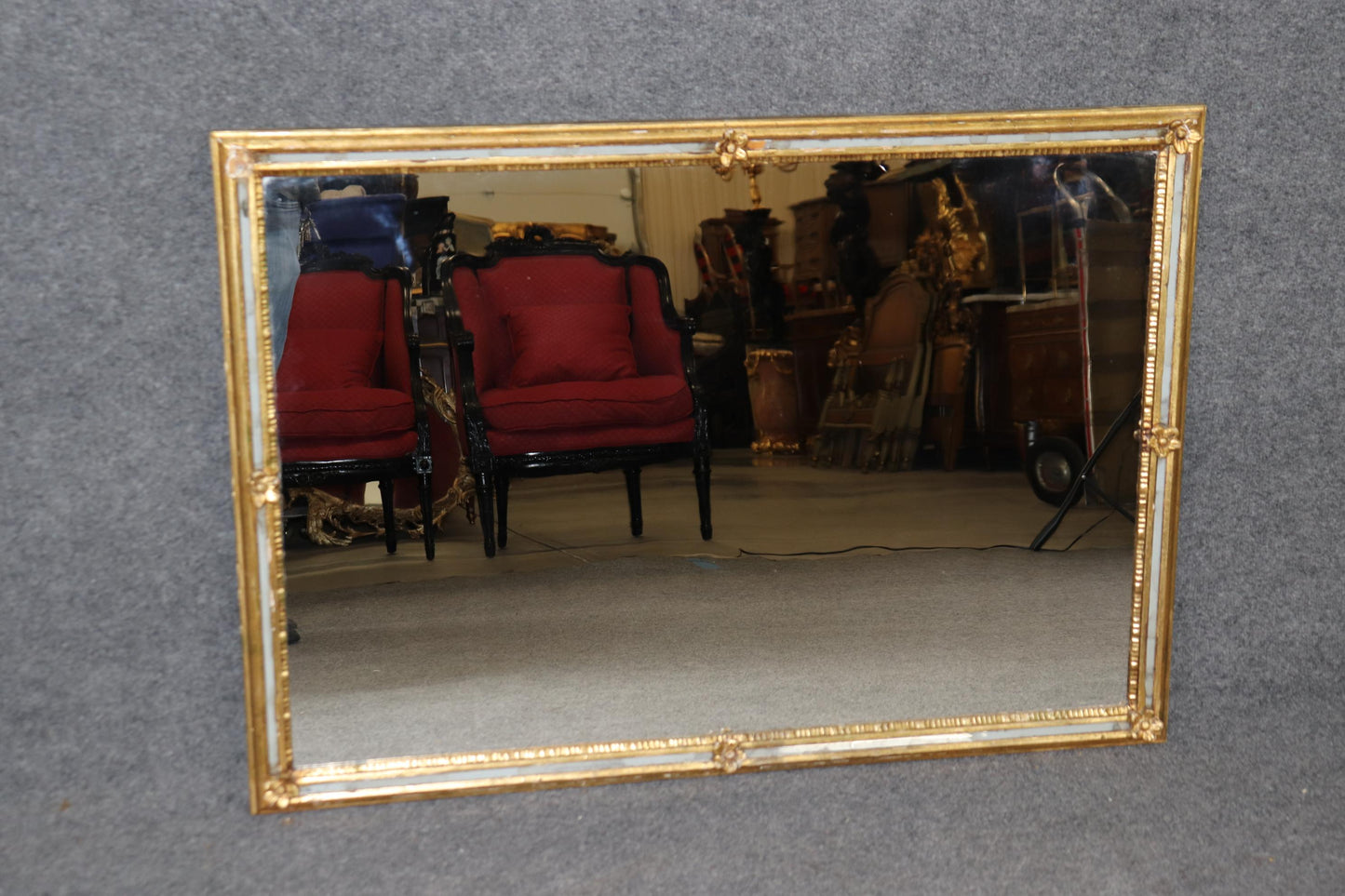 Pair of Sophisticated Gold Gilded French Directoire Wall Mirrors