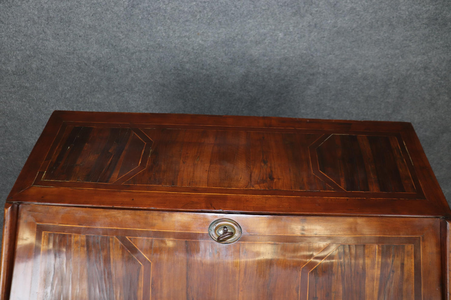 18th Century Italian Provincial Circassian Walnut Secretary Slant-lid Desk