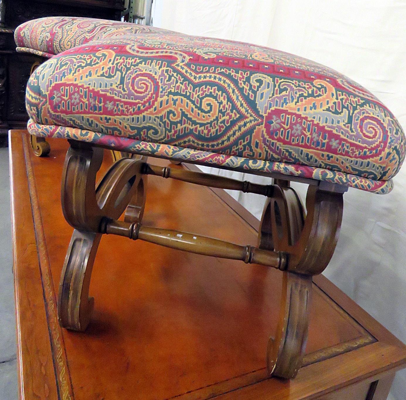 Pair of Dorothy Draper style French Regency Style Footstools Benches