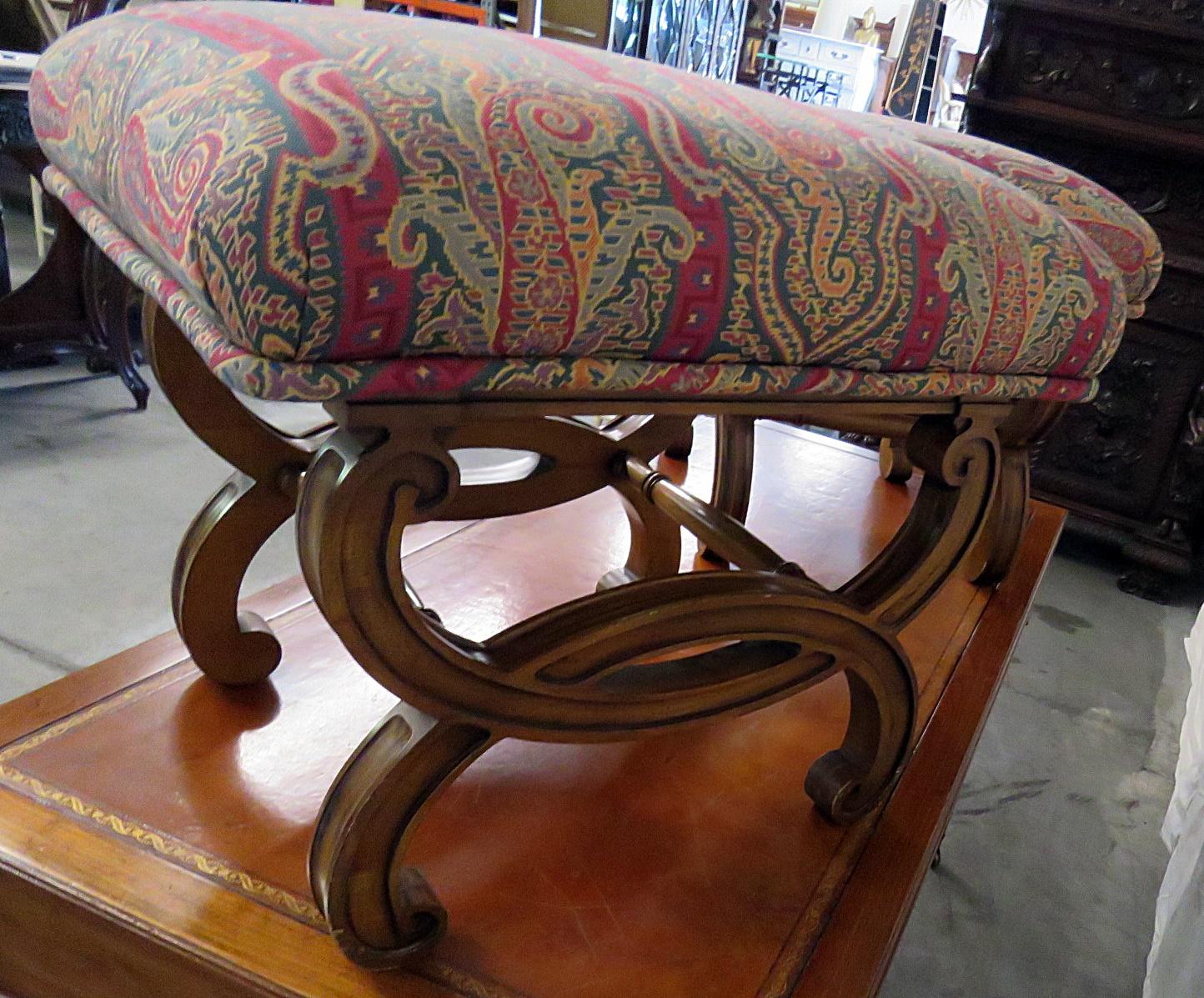 Pair of Dorothy Draper style French Regency Style Footstools Benches