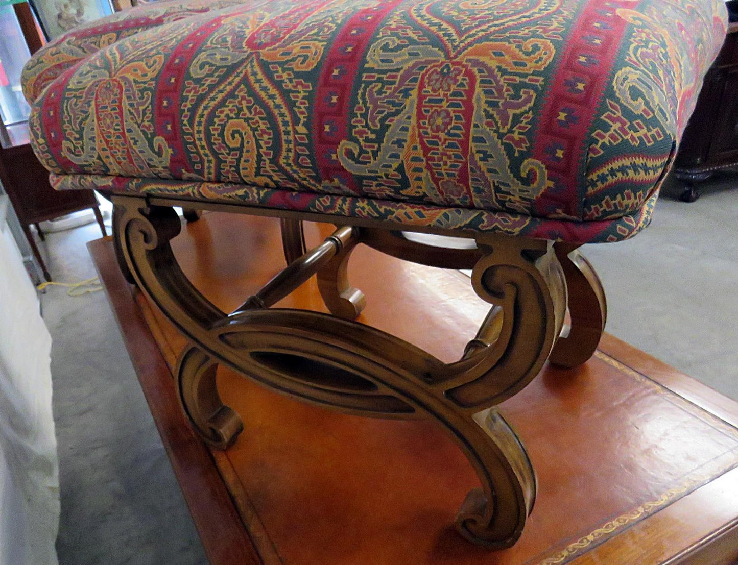 Pair of Dorothy Draper style French Regency Style Footstools Benches