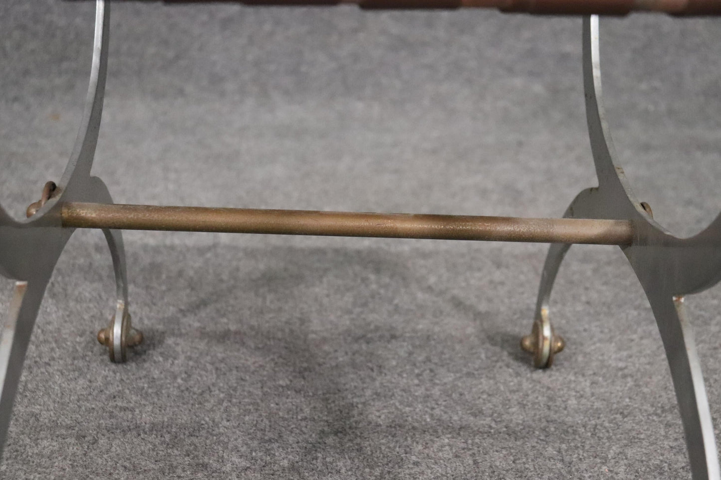 Maison Jansen Attributed Metal and Brass Foot Stool circa 1950