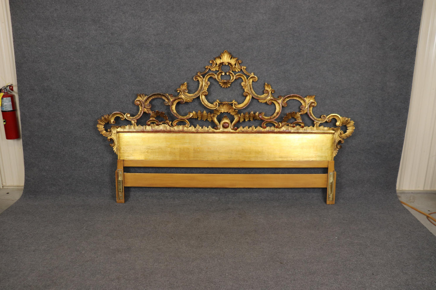 Fine Quality Italian Rococo Carved to Death Rococo King Size Headboard Bed