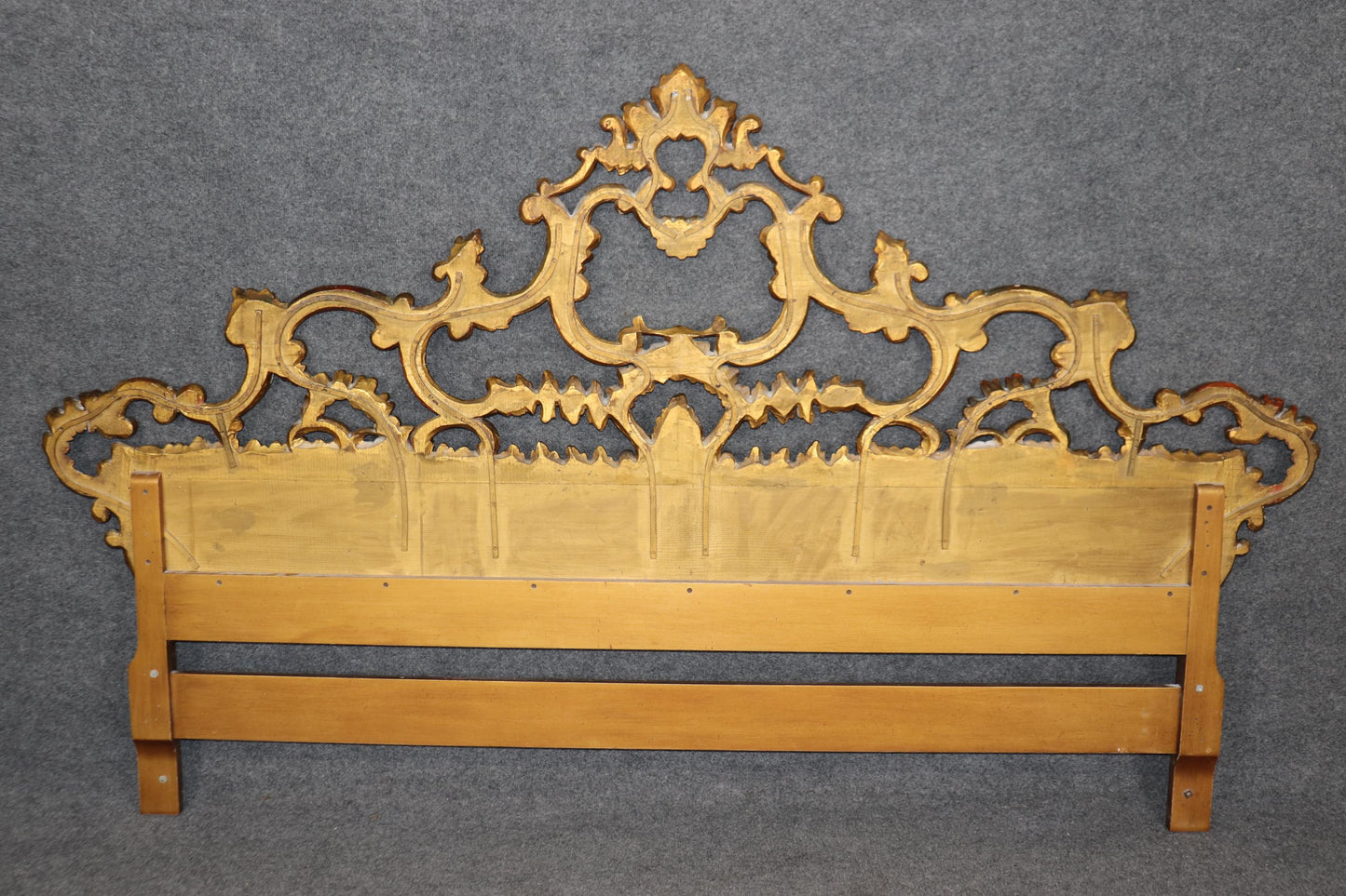 Fine Quality Italian Rococo Carved to Death Rococo King Size Headboard Bed