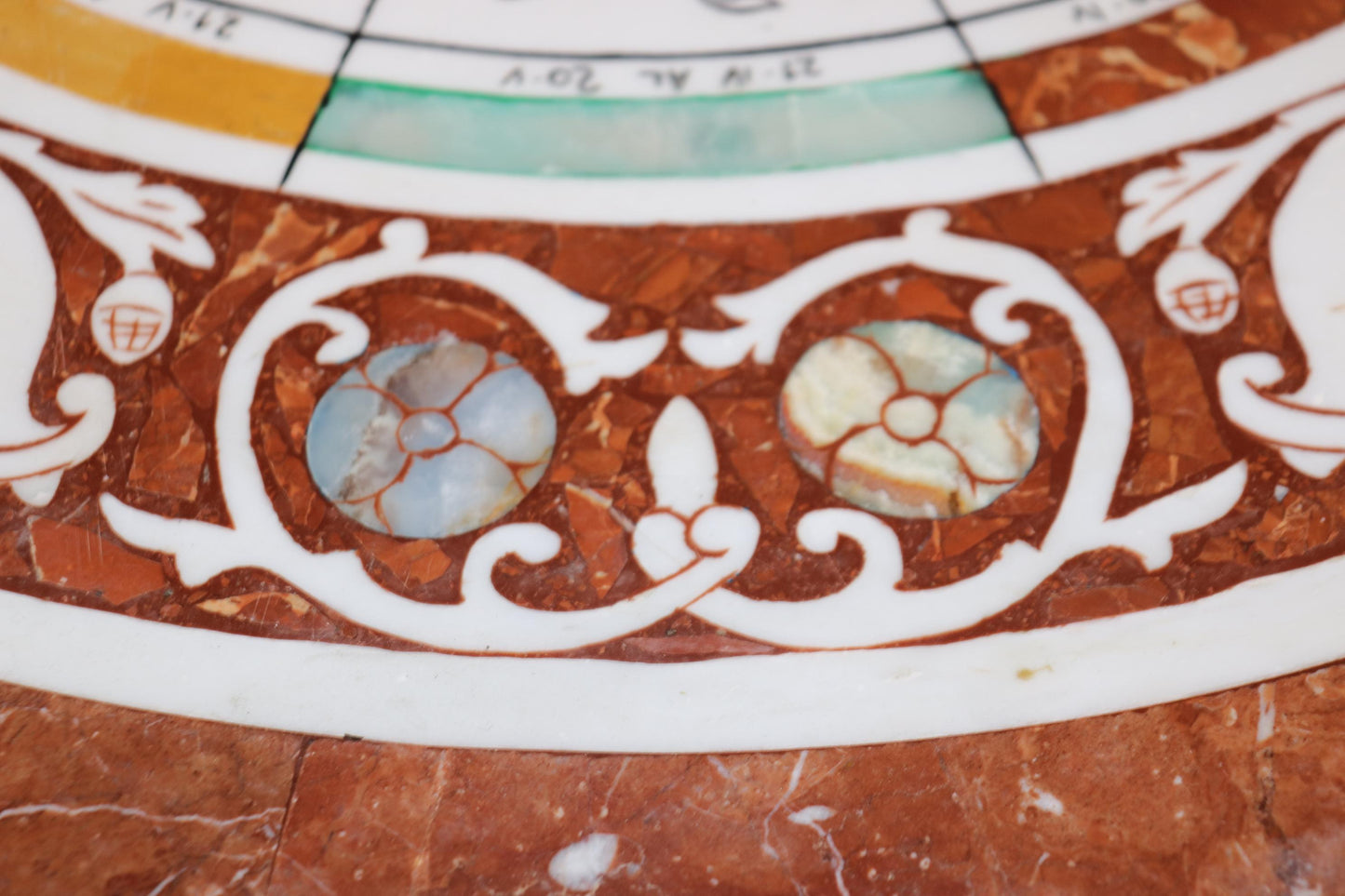 Pietra Dura Italian Zodiac Specimen Marble Iron Brass Italian Gueridon Table