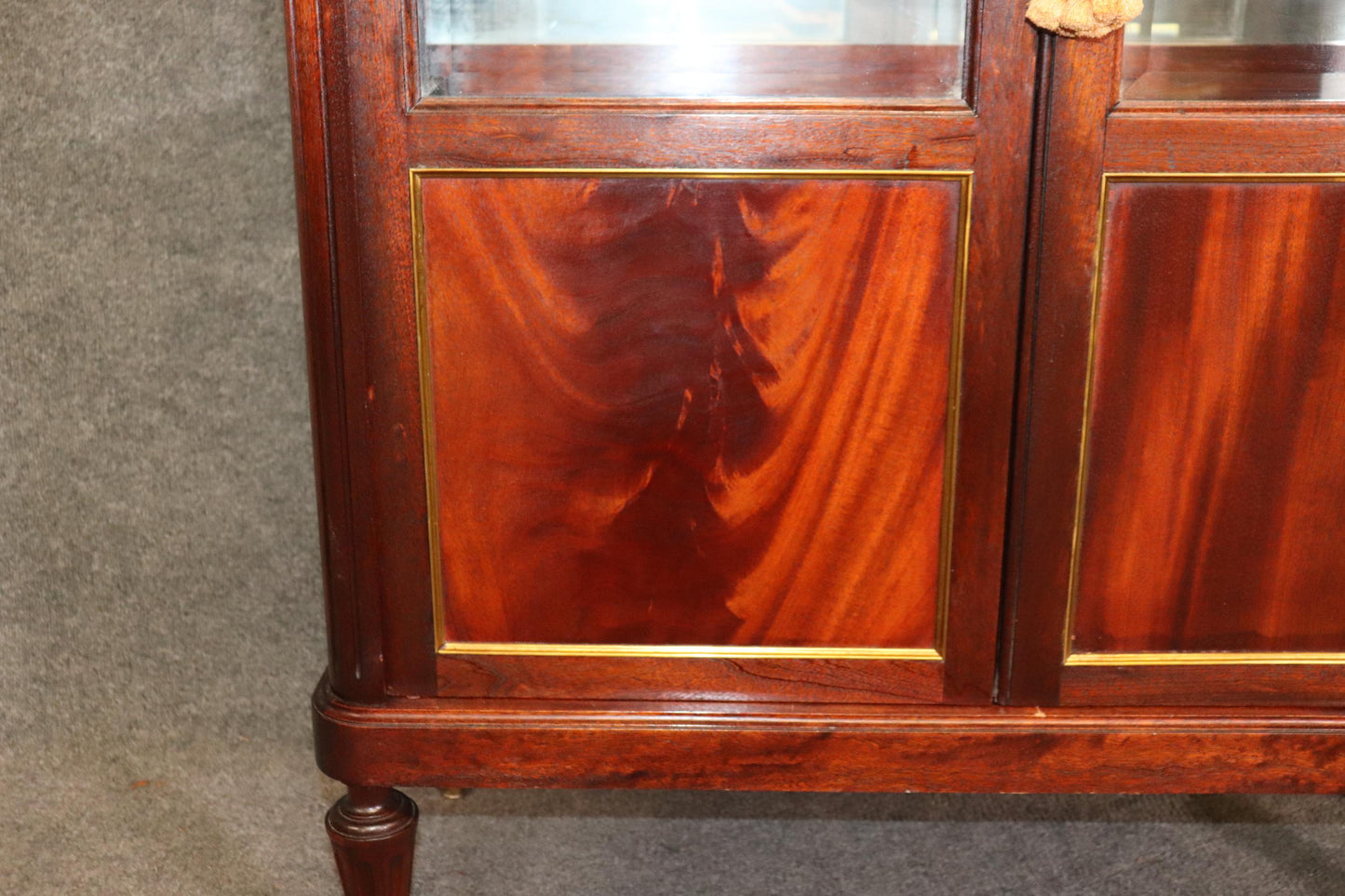 Petite Lighted French Flame Mahogany Louis XVI Directoire Vitrine Marble Top