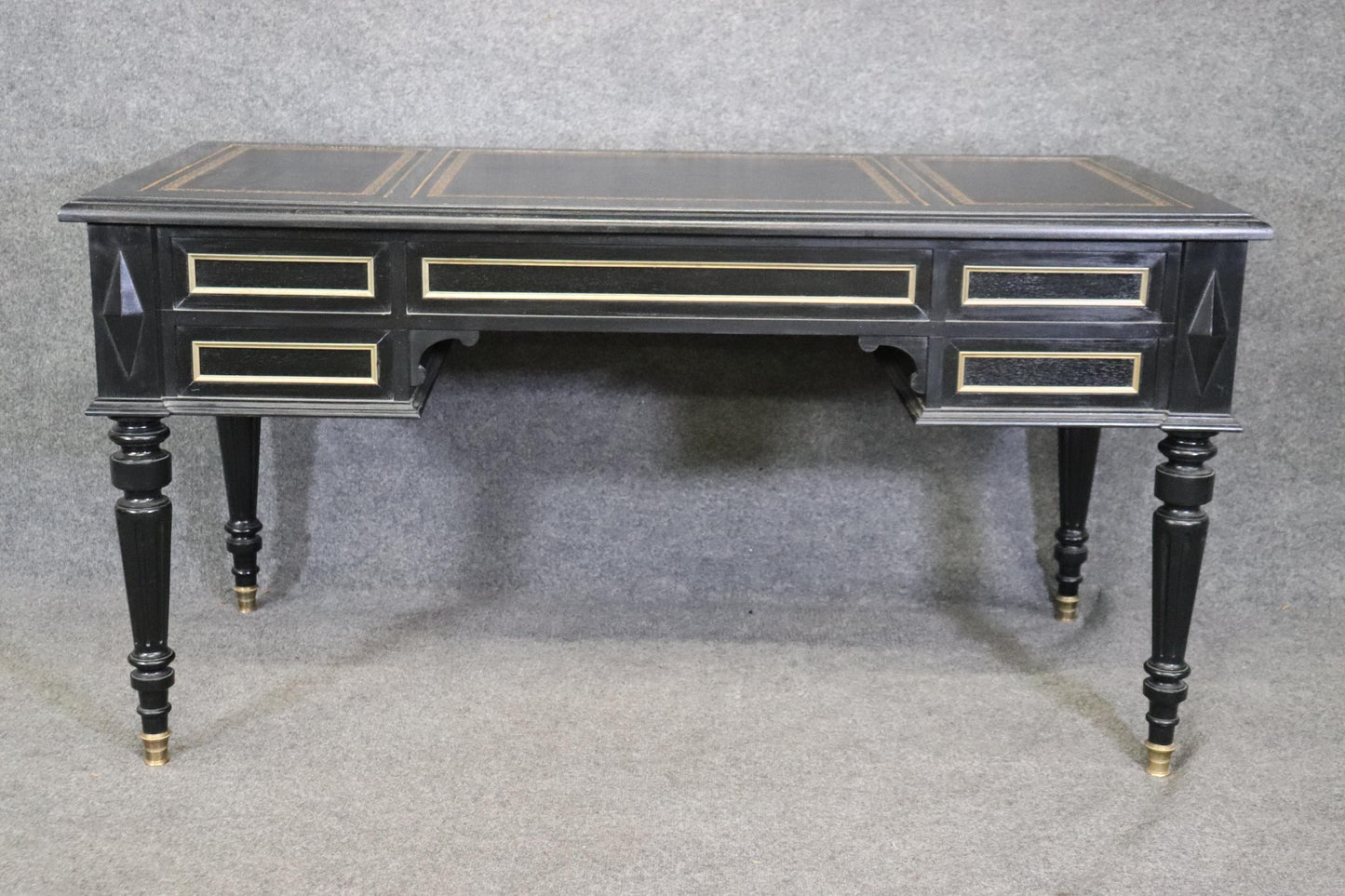 Ebonized Brass Trimmed French Directoire Style Executive Writinig Desk