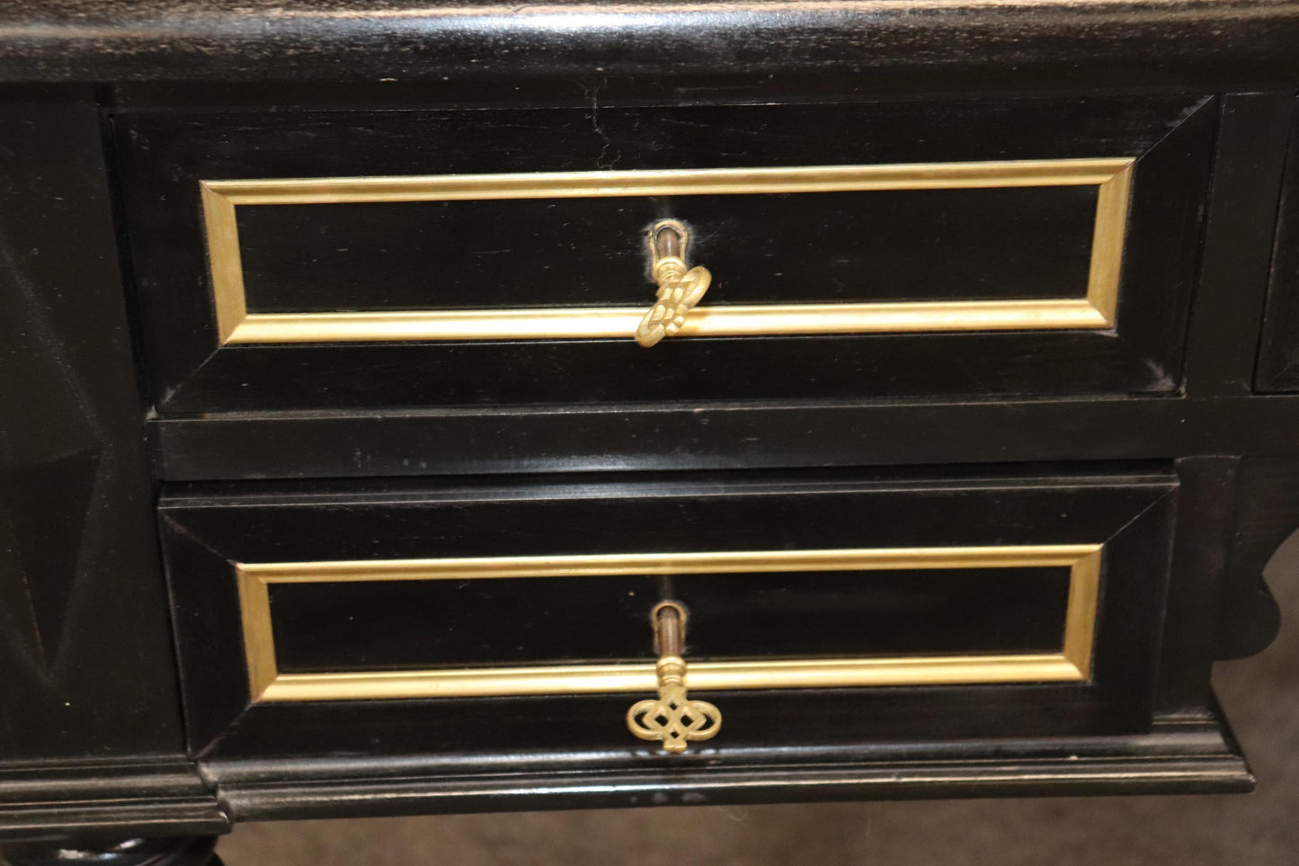 Ebonized Brass Trimmed French Directoire Style Executive Writinig Desk