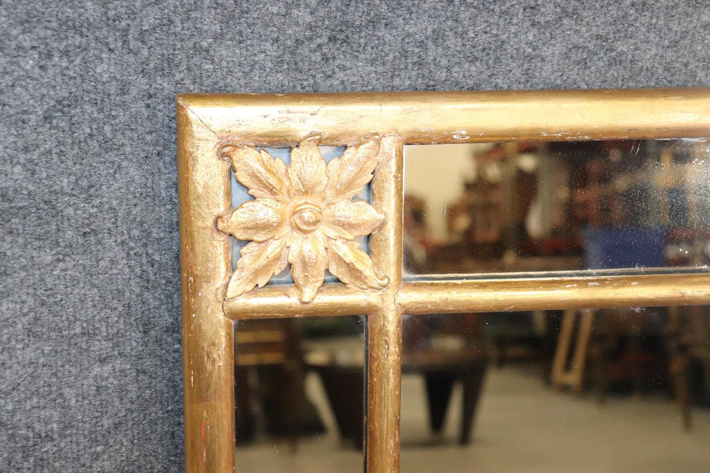 Simple and Elegant Gilded Carved Wood French Directoire Wall Mirror, Circa 1940