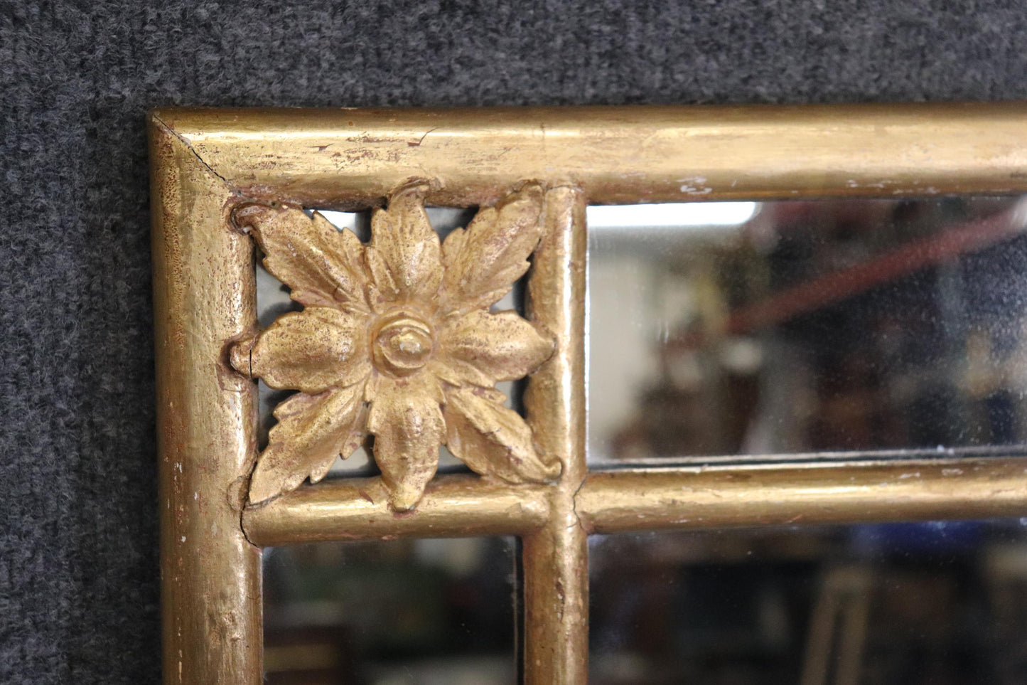 Simple and Elegant Gilded Carved Wood French Directoire Wall Mirror, Circa 1940