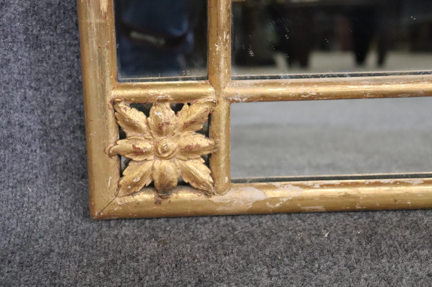 Simple and Elegant Gilded Carved Wood French Directoire Wall Mirror, Circa 1940