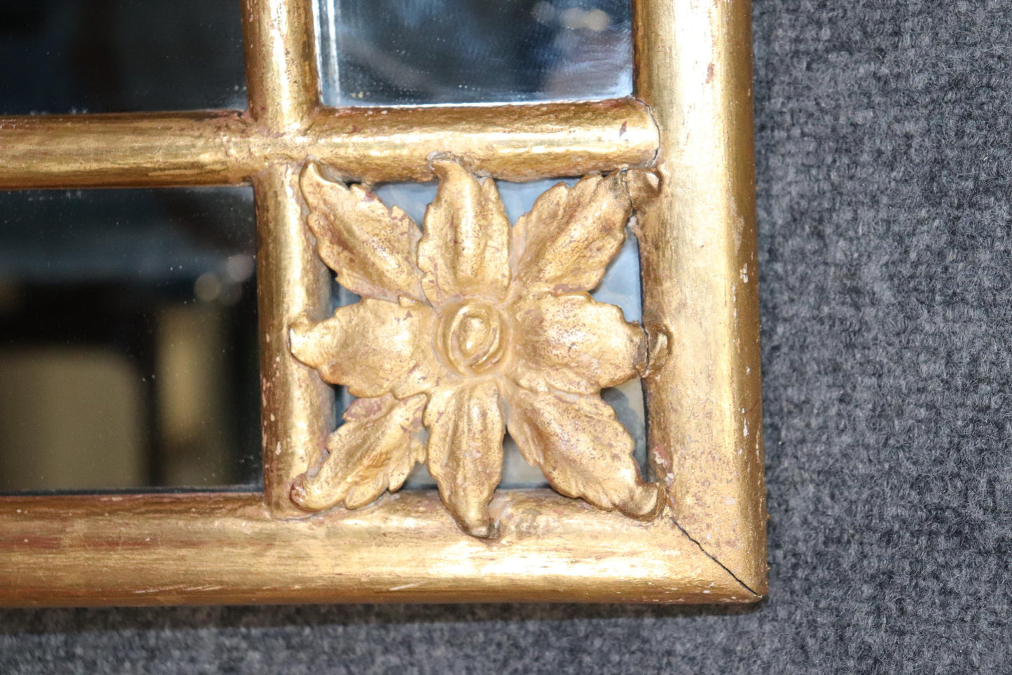 Simple and Elegant Gilded Carved Wood French Directoire Wall Mirror, Circa 1940